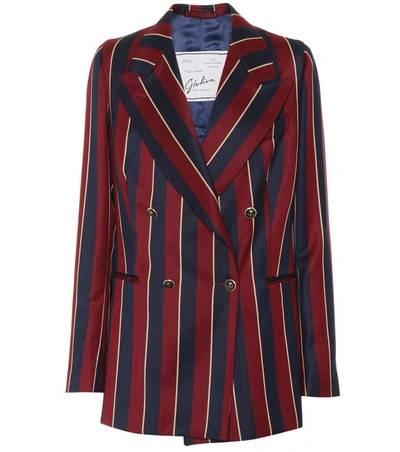 Giuliva Heritage Collection Stella Double-breasted Striped Wool Blazer In Red