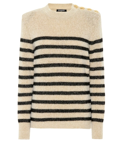 Balmain Wool And Alpaca-blend Sweater In Beige