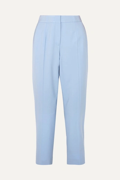 Oscar De La Renta Cropped Wool-blend Twill Slim-leg Pants In Blue