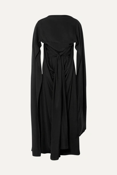 Jw Anderson Draped Cape-effect Crepe De Chine Maxi Dress In Black