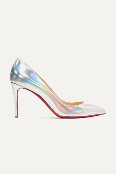 Christian Louboutin Pigalle Follies 85 Iridescent Leather Pumps In Metallic