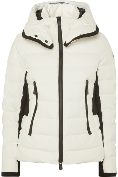 Moncler Lamoura Hooded Stretch Jersey-paneled Quilted Down Ski Jacket In White
