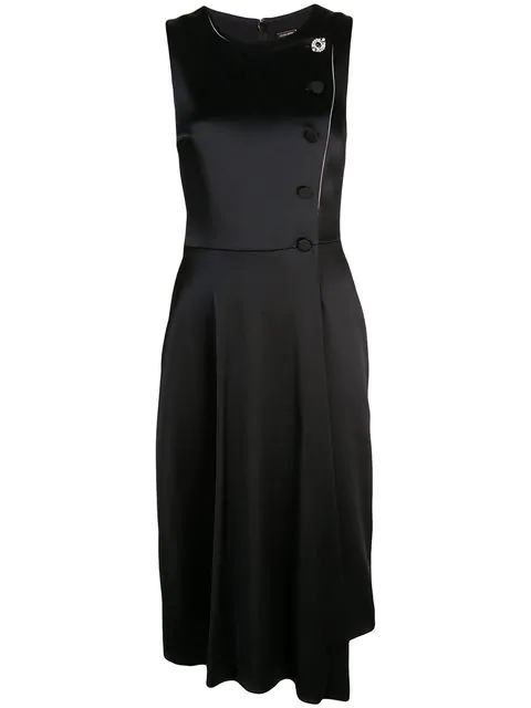 Adam Lippes Asymmetric Hem Button Detail Cotton-blend Dress In Black ...