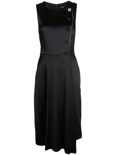 Adam Lippes Asymmetric Hem Button Detail Cotton-blend Dress In Black