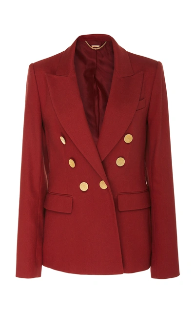 Adam Lippes Double Breasted Textured Cotton Blazer In Red