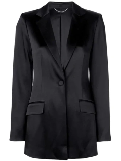 Adam Lippes Single Breasted Satin Blazer In Black