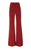 Adam Lippes High-rise Flared Textured Cotton Pants In Red