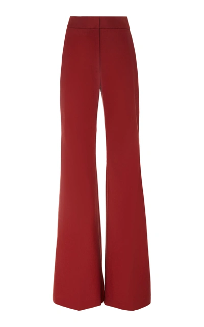 Adam Lippes High-rise Flared Textured Cotton Pants In Red