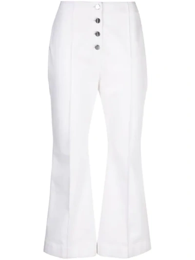 Rosetta Getty Cropped Flared Button-detailed Denim Jeans In White
