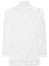 Adam Lippes Crepe Overlay Lace Chantilly Top In Ivory