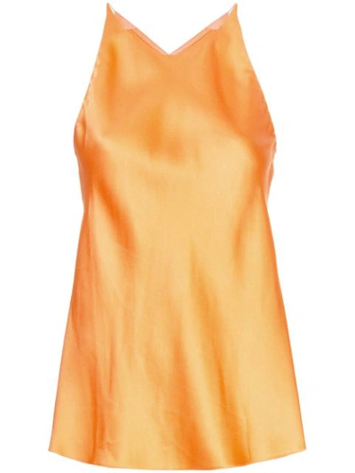 Rosetta Getty Cross Back Satin Camisole In Orange