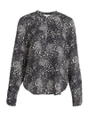 Joie Shauna Mixed Animal Print Blouse In Caviar