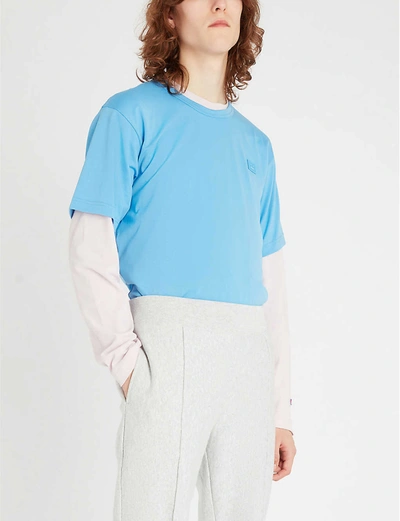 Acne Studios Nash Logo-patch Cotton-jersey T-shirt In Optic+white