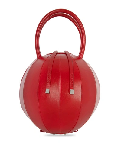 Nita Suri Pilo Leather Circle Top Handle Bag, Red