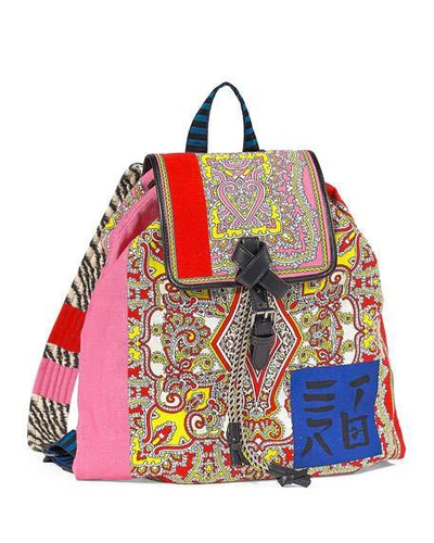 Etro Multi-brocade Drawstring Backpack In Multi Pattern