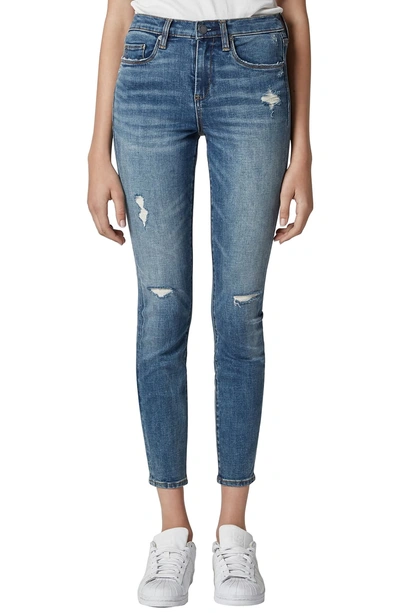 Blanknyc The Bond Distressed Crop Skinny Jeans With Zippers In Jersey Girls