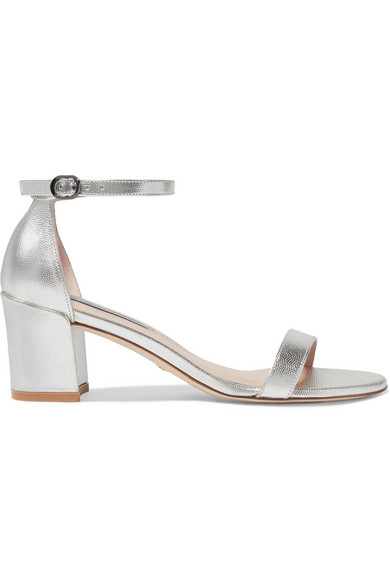 stuart weitzman simple metallic block heel sandals