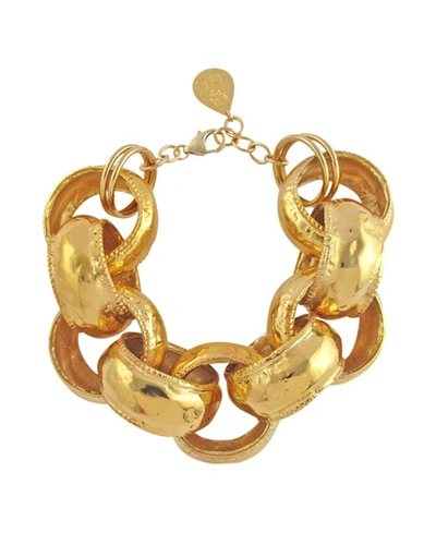 Devon Leigh Thick Circle-link Bracelet In Gold