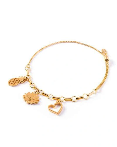 Alex And Ani Love Trio-charm Bracelet, Gold Vermeil