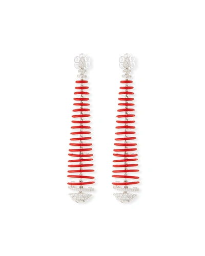 Etho Maria Diamonds In Red 18k White Gold Dangle Earrings