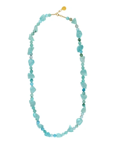 Devon Leigh Long Single-strand Raw Quartz Necklace, Blue