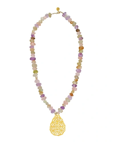 Devon Leigh Pastel Filigree Pendant Necklace In Multi