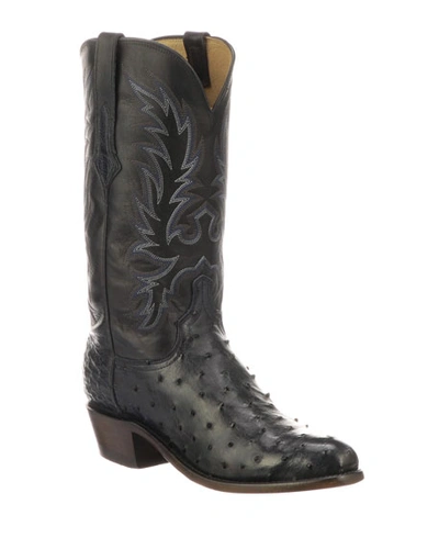 Lucchese Men's Elgin Ostrich Cowboy Boots (made To Order) In Brown