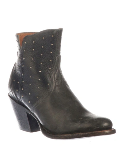 Lucchese Harley Studded Western Booties (made To Order) In Black