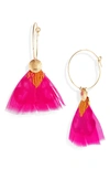 Gas Bijoux Bermude Feather Hoop Earrings In Pink