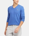 Polo Ralph Lauren Men's Cotton V-neck Sweater In Dockside Blue Heather
