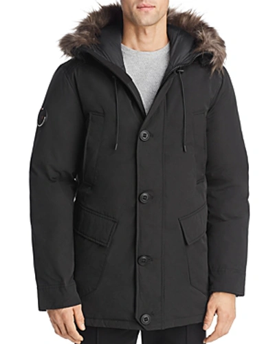 Superdry Rookie Faux Fur-trimmed Puffer Parka In Black