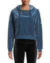 Alo Yoga Layer Velour Long-sleeve Hooded Pullover Top In Eclipse