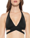 Becca By Rebecca Virtue Color Code Split Halter Bikini Top In Bliue Topaz