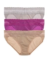 Natori Bliss Perfection V-kinis, Set Of 3 In Cafe/lead/plum