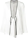 Galvan Bianca Tie-front Crepe Jacket In White