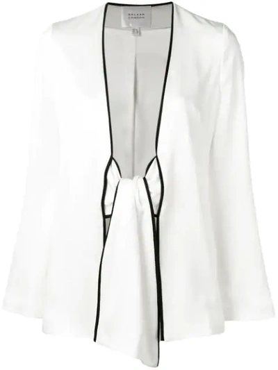 Galvan Bianca Tie-front Crepe Jacket In White