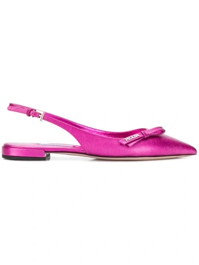 Prada Slingback Ballerina Shoes In Fuxia