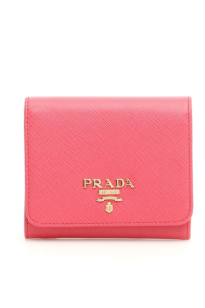 Prada Flap Wallet In Peonia|fuxia