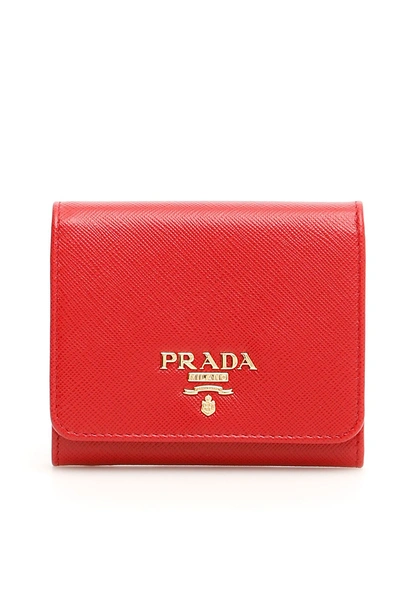 Prada Flap Wallet In Fuoco|rosso
