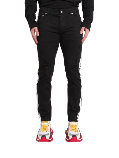 Dolce & Gabbana Skinny Jeans With Contrasting Sideband In Nero