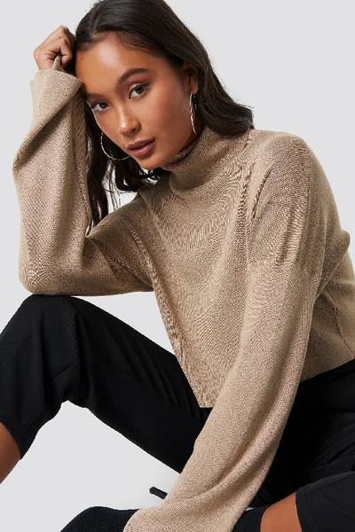 Ivana Santacruz X Na-kd High Neck Cropped Sweater - Beige
