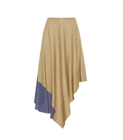 Loewe High-rise Asymmetric Panelled Skirt In Brown