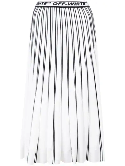 Off-white Colorblocked Plisse Midi Skirt, White