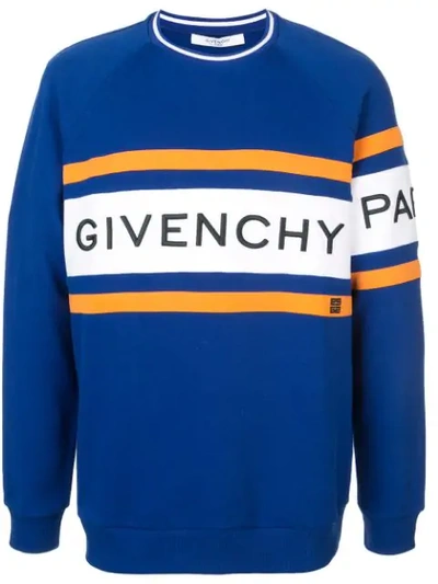 Givenchy 4g Logo Stripe Sweatshirt In Blue
