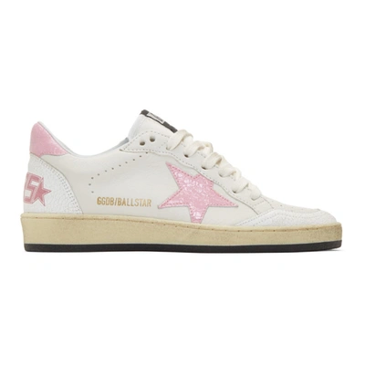 Golden Goose Ball Star Low-top Crackled Leather Trainers In White