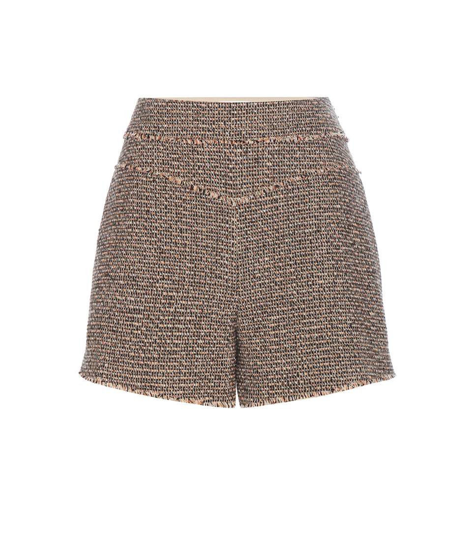 Chloé Wool-blend Tweed Shorts In Kaki Oraege | ModeSens