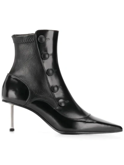 Alexander Mcqueen Embellished Glossed-leather Ankle Boots In Black