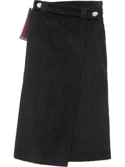 Miu Miu Wraparound Velvet Skirt In Black
