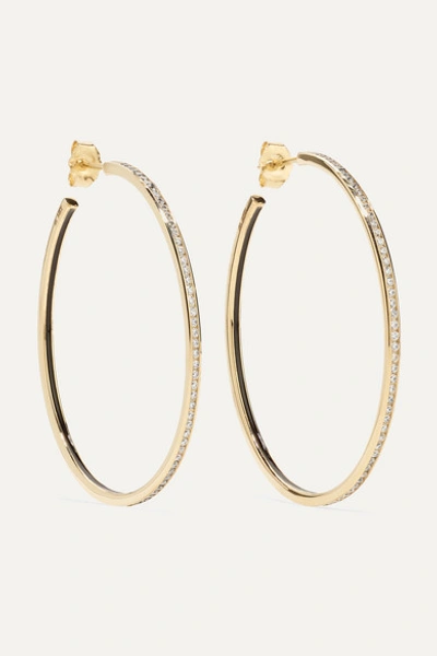 Alison Lou Medium Linear 14-karat Gold, Diamond And Enamel Hoop Earrings