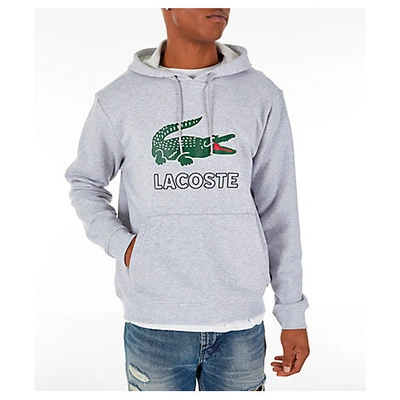 Lacoste Men's Big Croc Script Hoodie In Grey